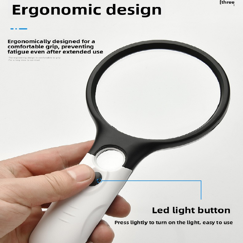 2 Pack Black and white Handheld LED Magnifying Glass 10x Zoom 70mm Lens Illuminated Reading Magnifier with Light for Seniors Low Vision Books Maps and Kids Science
