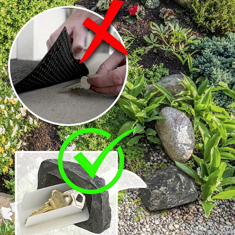 2 Pack Realistic Faux Rock Key Hider Outdoor Spare Key Safe Box Weatherproof Secret Compartment for Garden Yard and Front Door Security