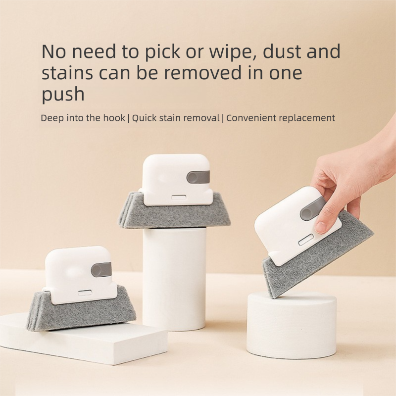 5-PCS Yellow Window Track Cleaning Brush Tool Handheld Groove Gap Cleaner with Scraper Small Scrubbing Brush for Sliding Door Rails and Sills