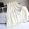 Beige Nordic Knitted Throw Blanket with Tassels 130x230cm Soft Acrylic Diamond Pattern Sofa Cover Bed Runner and Travel Blanket