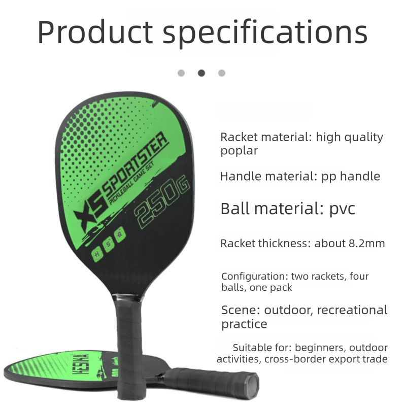 Blue Pickleball Paddles Set of 2 Lightweight Wood Rackets with 4 Pickleballs and Carry Bag Outdoor Sports Equipment for Beginners