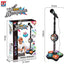 Black Kids Star Karaoke Microphone Stand Adjustable Height Music Toy with Flashing Lights and MP3 Connectivity for Boys and Girls