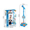 Blue Kids Star Karaoke Microphone Stand Adjustable Height Music Toy with Flashing Lights and MP3 Connectivity for Boys and Girls