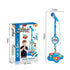 Blue Kids Star Karaoke Microphone Stand Adjustable Height Music Toy with Flashing Lights and MP3 Connectivity for Boys and Girls