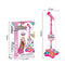 Pink Kids Star Karaoke Microphone Stand Adjustable Height Music Toy with Flashing Lights and MP3 Connectivity for Boys and Girls