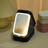 Black Portable LED Makeup Mirror with Jewellery Storage Box Touch Screen Adjustable Light Travel Cosmetic Organizer Case