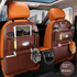 2-PCS Brown PU Leather Car Back Seat Organizer Kick Mat with Touch Screen Tablet Holder Multi-Pocket Travel Storage Bag