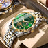 Interlaced gold and green surface Men's Classic Two Tone Stainless Steel Quartz Watch 42mm Multi-Function Six Hand Dial Waterproof Luminous Business Wristwatch