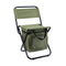 Olive green 3-in-1 Portable Folding Camping Chair with Built-in 10L Cooler Bag Lightweight Backpack Stool for Fishing Beach and Outdoor Picnics