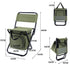 Olive green 3-in-1 Portable Folding Camping Chair with Built-in 10L Cooler Bag Lightweight Backpack Stool for Fishing Beach and Outdoor Picnics