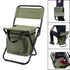 Olive green 3-in-1 Portable Folding Camping Chair with Built-in 10L Cooler Bag Lightweight Backpack Stool for Fishing Beach and Outdoor Picnics