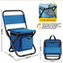 Blue 3-in-1 Portable Folding Camping Chair with Built-in 10L Cooler Bag Lightweight Backpack Stool for Fishing Beach and Outdoor Picnics