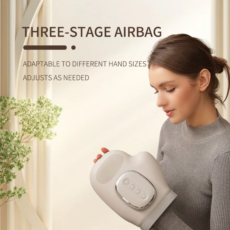 Grey Electric Cordless Hand Massager with Heat and Air Compression Smart Finger and Palm Massager for Arthritis Pain Relief and Relaxation