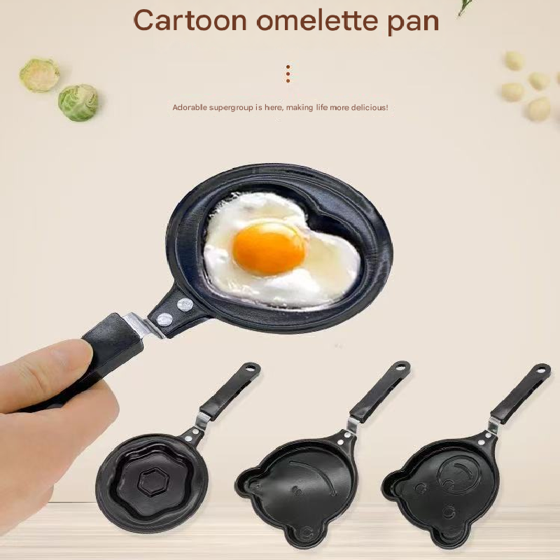 2-PCS Mini Non-Stick Egg Frying Pan Cartoon Shaped Omelette Cooker Mould for Breakfast Pancakes and Creative Cooking(bear + tiger)