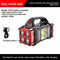 Red Solar Powered LED Camping Lantern and Flashlight Rechargeable Portable Searchlight with Side Light and USB Power Bank for Outdoor Emergency
