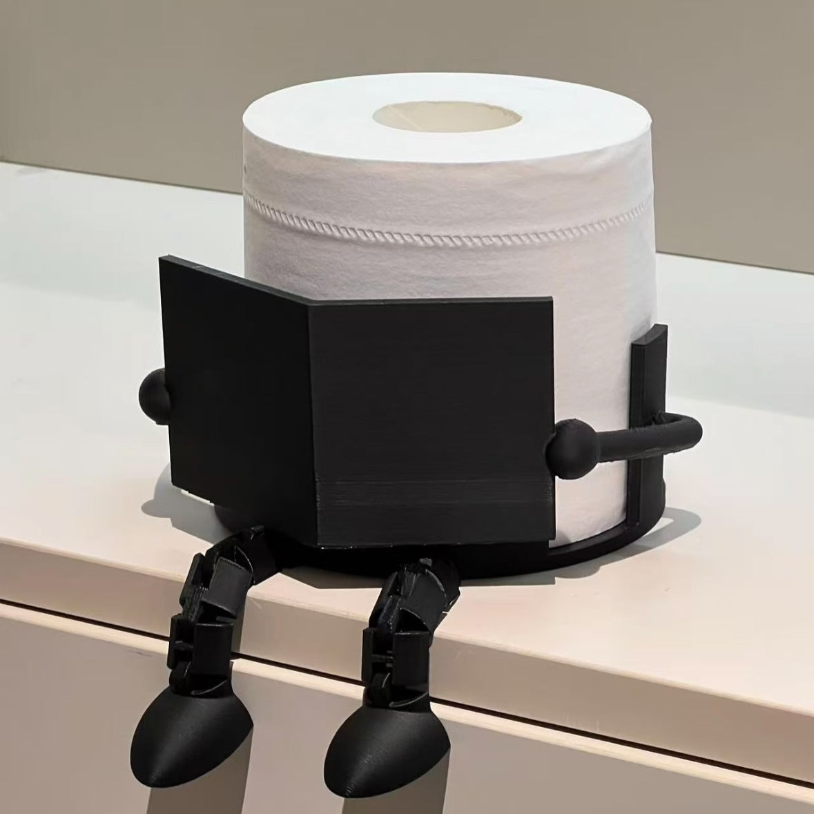 2-PCS White Novelty 3D Printed Reading Figure Toilet Roll Holder Fun Desktop Paper Stand Ornament for Bathroom Decor Unique Gift for Australian Homes