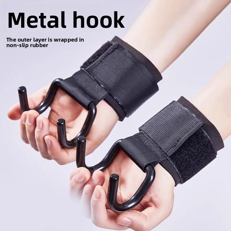 3-Pairs Black Heavy Duty Weightlifting Power Hooks for Deadlifts and Pull-ups Non-Slip Metal Hooks with Adjustable Padded Wrist Straps for Australian Gym Enthusiasts