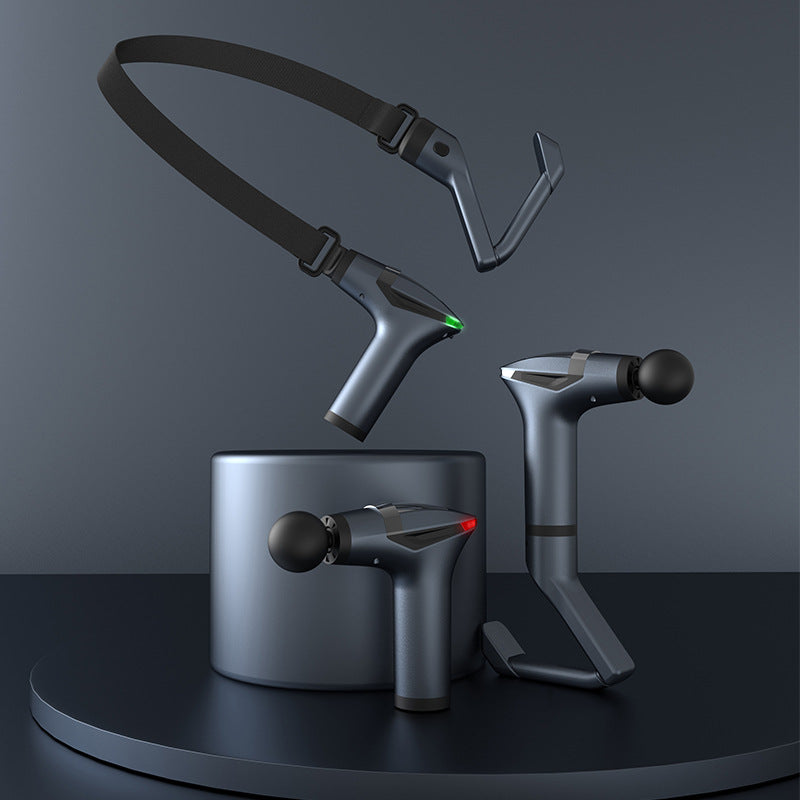 Dark grey Professional Massage Gun with Extension Handle and Back Strap 12 Speeds Deep Tissue Muscle Relief for Home Gym and Australian Athletes