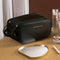 Black Large Capacity PU Leather Makeup Bag Dual Zipper Cosmetic Case Waterproof Travel Toiletry Organiser with Brush Compartment
