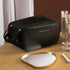 Black Large Capacity PU Leather Makeup Bag Dual Zipper Cosmetic Case Waterproof Travel Toiletry Organiser with Brush Compartment