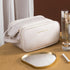 White Large Capacity PU Leather Makeup Bag Dual Zipper Cosmetic Case Waterproof Travel Toiletry Organiser with Brush Compartment
