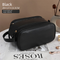 Luxury Black Large Capacity Makeup Bag – 3-Layer Double Zipper Travel Toiletry Organizer with Waterproof TPU Brush Holders