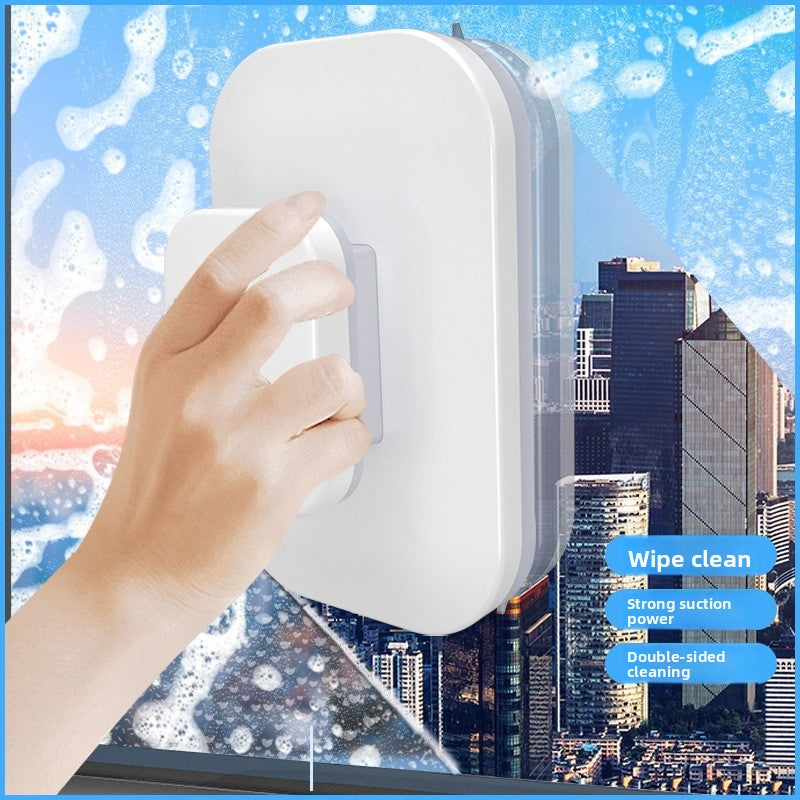 Magnetic Double Sided Window Cleaner for 15-26mm Double Glazed Glass High Rise Safety Wiper Tool White