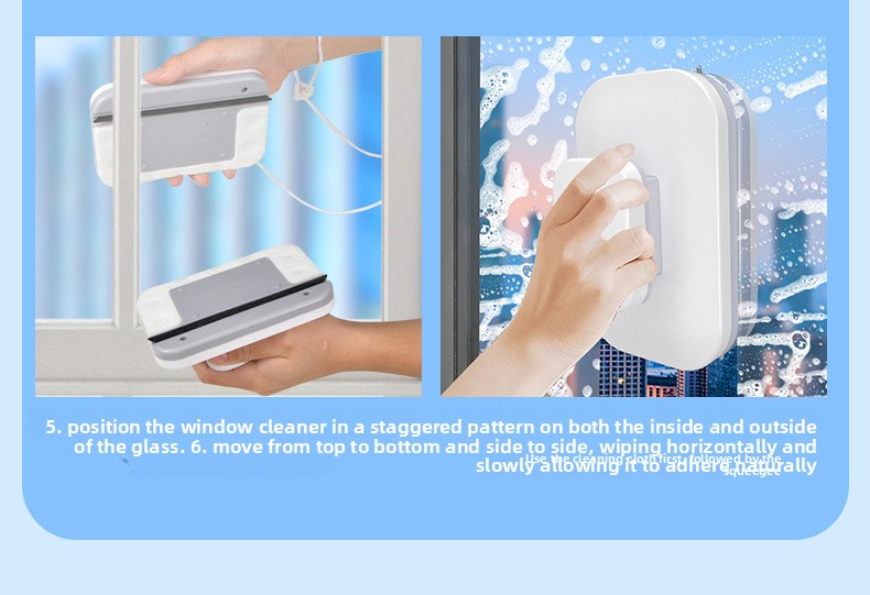 Magnetic Double Sided Window Cleaner for 15-26mm Double Glazed Glass High Rise Safety Wiper Tool White