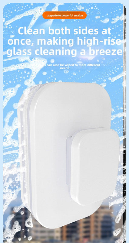 Magnetic Double Sided Window Cleaner for 18-30mm Double Glazed Glass High Rise Safety Wiper Tool White