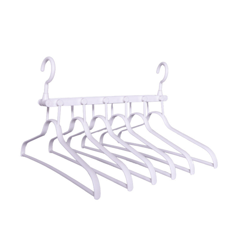 2-SET Space-Saving 6-in-1 Foldable Hanger Set Multi-Functional Closet Organizer Clothes Drying Rack with Pant Clips (White & White Clip Upgrade Edition) Ideal for Homes and Dorm Rooms