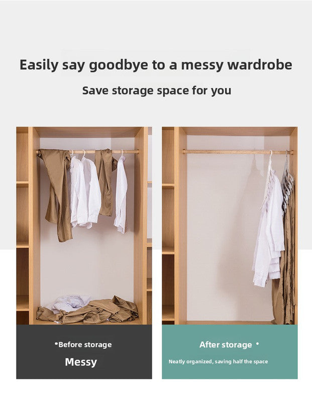 2-SET Space-Saving 6-in-1 Foldable Hanger Set Multi-Functional Closet Organizer Clothes Drying Rack with Pant Clips (White & White Clip Upgrade Edition) Ideal for Homes and Dorm Rooms