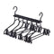 2-SET Space-Saving 6-in-1 Foldable Hanger Set Multi-Functional Closet Organizer Clothes Drying Rack with Pant Clips (Black & Black Clip Upgrade Edition) Ideal for Homes and Dorm Rooms
