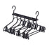 2-SET Space-Saving 6-in-1 Foldable Hanger Set Multi-Functional Closet Organizer Clothes Drying Rack with Pant Clips (Black & Black Clip Upgrade Edition) Ideal for Homes and Dorm Rooms