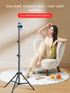 1.7m Black Tripod Stand with Phone Holder Adjustable Floor Stand for Live Streaming Vlogging Overhead Video Recording Makeup Kit with Carry Bag