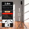 2.4m Black Tripod Stand with Phone Holder Adjustable Floor Stand for Live Streaming Vlogging Overhead Video Recording Makeup Kit with Carry Bag