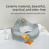 Grey Ceramic Seagull Soap Dish with Drainage Cute Cartoon Animal Soap Bar Holder for Bathroom Kitchen Sink Novelty Home Decor