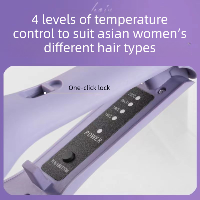 32mm French Style Hair Waver Curler Mermaid Waves Iron V-Shape Barrel Negative Ion Fast Heating Styling Tool Purple AU Plug