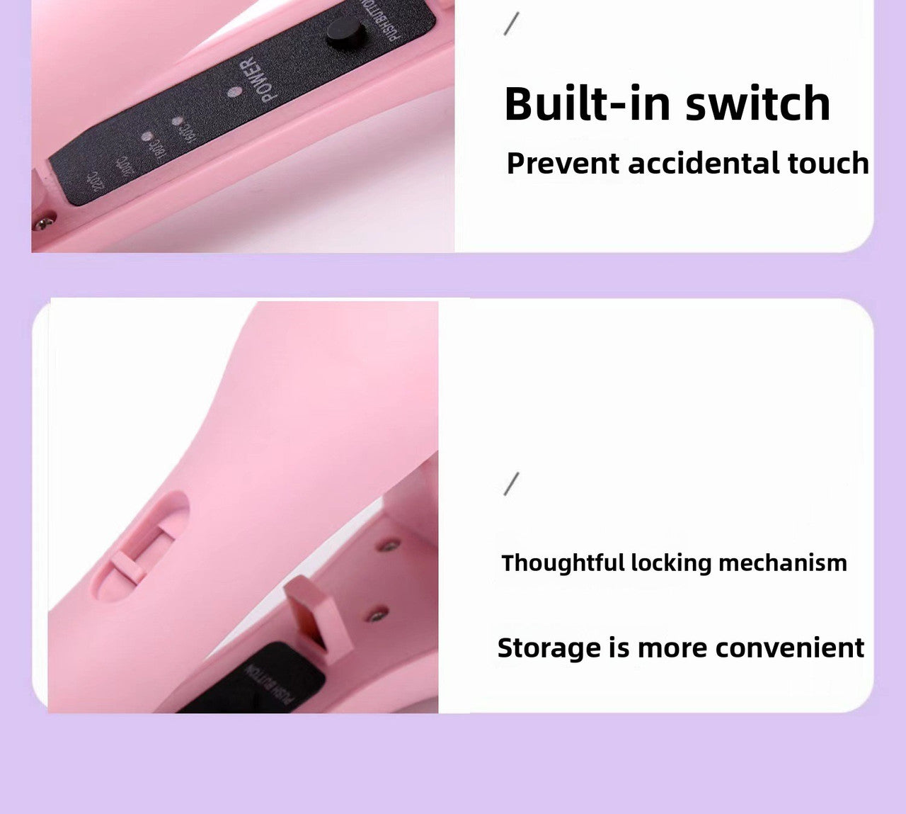 32mm French Style Hair Waver Curler Mermaid Waves Iron V-Shape Barrel Negative Ion Fast Heating Styling Tool Purple AU Plug