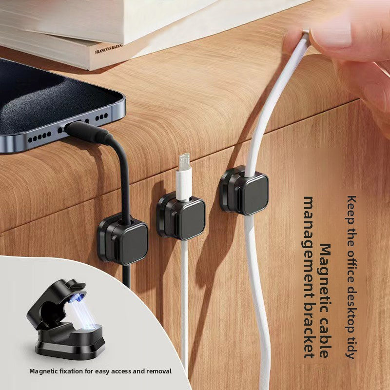 White 6-Pack Magnetic Cable Organiser Clips Desktop Cord Management for Phone Charger USB Cable Holder