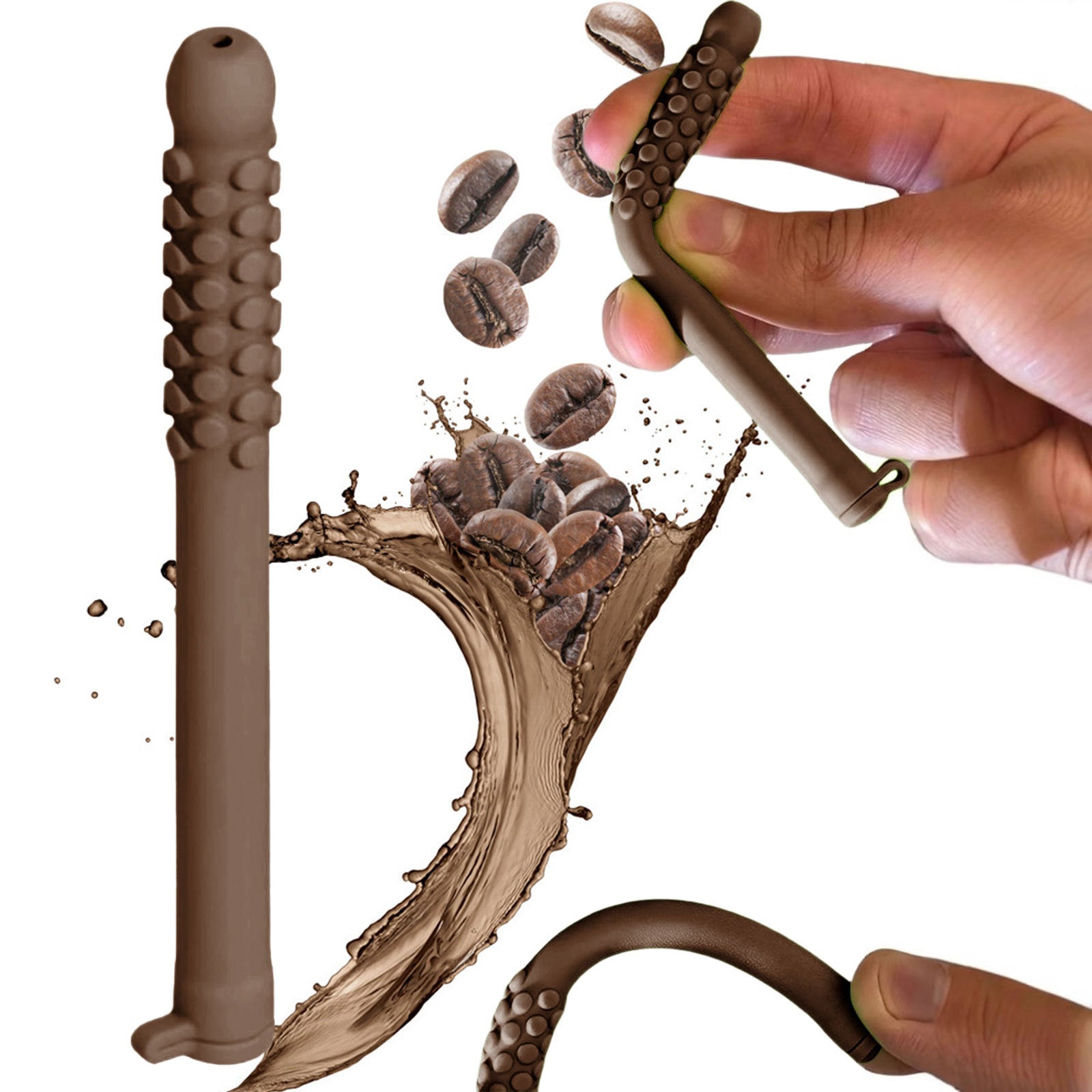 5 Pack Sensory Chew Sticks Coffee Scented Food Grade Silicone Oral Motor Aid Fidget Tubes for Focus and Stress Relief