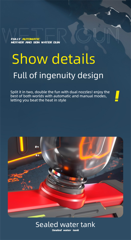 2-in-1 Electric Water Gun Automatic Squirt Blaster Set Detachable Mini Pistol High Capacity Summer Pool Toy Blue Yellow