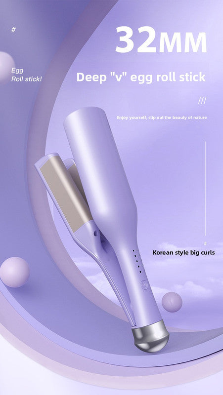 32mm French Style Deep V Hair Waver Mermaid Curls Iron Fast Heating Ceramic Styling Tool for Big Waves Pink AU Plug