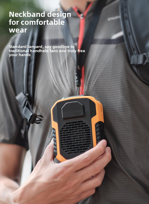 Portable Waist Clip Fan 6000mAh Rechargeable Personal Air Conditioner with Power Bank Function Heavy Duty Wearable Belt Fan for Tradies Camping and Outdoor Work Orange