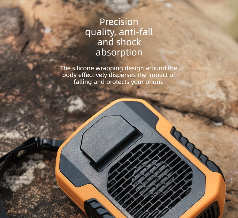 Portable Waist Clip Fan 6000mAh Rechargeable Personal Air Conditioner with Power Bank Function Heavy Duty Wearable Belt Fan for Tradies Camping and Outdoor Work Orange