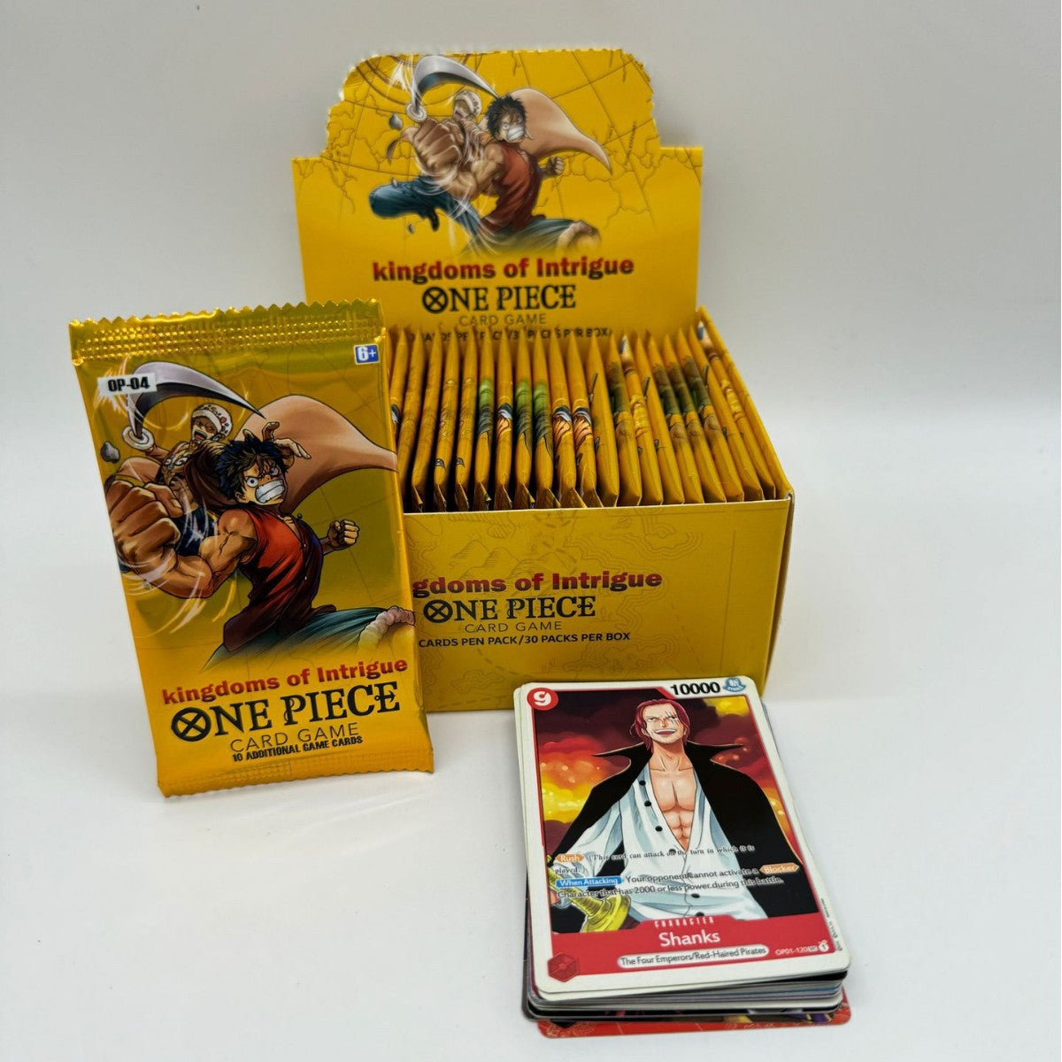 One Piece Themed Trading Card Game 300 Pieces Booster Box Set Kingdoms of Intrigue Anime Battle Collectibles Featuring Sabo Zoro and Sanji Yellow Edition