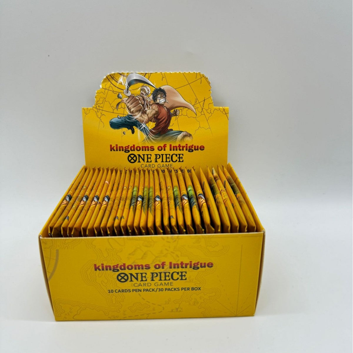 One Piece Themed Trading Card Game 300 Pieces Booster Box Set Kingdoms of Intrigue Anime Battle Collectibles Featuring Sabo Zoro and Sanji Yellow Edition