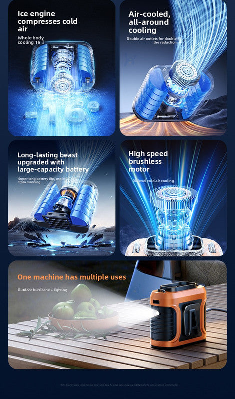 Waist Clip Fan 6000mAh Rechargeable Portable Personal Fan with Dual Outlet 13500RPM High Speed Airflow for Outdoor Work Orange