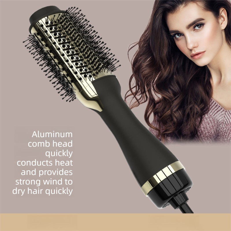 3-in-1 Hot Air Brush & Volumiser Hair Dryer Styler 1000W Ceramic Negative Ion Blowout Brush for Straightening and Curling Black AU Plug