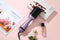 3-in-1 Hot Air Brush & Volumiser Hair Dryer Styler 1000W Ceramic Negative Ion Blowout Brush for Straightening and Curling Purple AU Plug