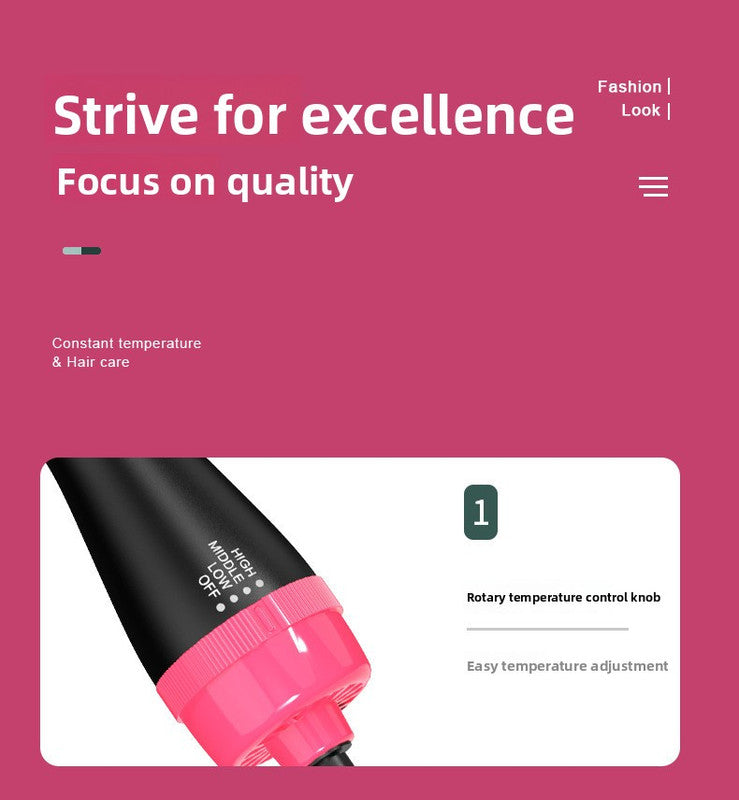 3-in-1 Hot Air Brush & Volumiser Hair Dryer Styler 1000W Ceramic Negative Ion Blowout Brush for Straightening and Curling Purple AU Plug